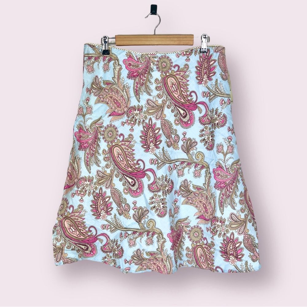 NWT Tommy Hilfiger Linen Paisley Pastel and Beige Skirt